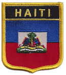 Shield Flag Patch of Haiti - 3x2½" embroidered Shield Flag Patch of Haiti.<BR>Combines with our other Shield Flag Patches for discounts.