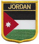 Shield Flag Patch of Jordan - 3x2½" embroidered Shield Flag Patch of Jordan.<BR>Combines with our other Shield Flag Patches for discounts.