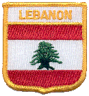 Shield Flag Patch of Lebanon - 3x2½" embroidered Shield Flag Patch of Lebanon.<BR>Combines with our other Shield Flag Patches for discounts.