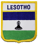 Shield Flag Patch of Lesotho - 3x2½" embroidered Shield Flag Patch of Lesotho.<BR>Combines with our other Shield Flag Patches for discounts.