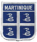 Shield Flag Patch of Martinique - 3x2½" embroidered Shield Flag Patch of Martinique.<BR>Combines with our other Shield Flag Patches for discounts.