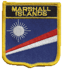 Shield Flag Patch of Marshall Islands - 3x2½" embroidered Shield Flag Patch of the Marshall Islands.<BR>Combines with our other Shield Flag Patches for discounts.