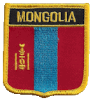 Shield Flag Patch of Mongolia - 3x2½" embroidered Shield Flag Patch of Mongolia.<BR>Combines with our other Shield Flag Patches for discounts.