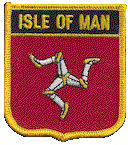 Shield Flag Patch of Isle of Man - 3x2½" embroidered Shield Flag Patch of the Isle of Man.<BR>Combines with our other Shield Flag Patches for discounts.