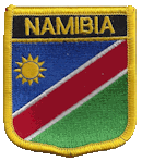 Shield Flag Patch of Namibia - 3x2½" embroidered Shield Flag Patch of Namibia.<BR>Combines with our other Shield Flag Patches for discounts.