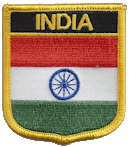 Shield Flag Patch of India - 3x2½" embroidered Shield Flag Patch of India.<BR>Combines with our other Shield Flag Patches for discounts.