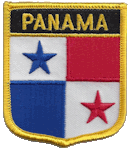 Shield Flag Patch of Panama - 3x2½" embroidered Shield Flag Patch of Panama.<BR>Combines with our other Shield Flag Patches for discounts.