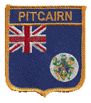 Shield Flag Patch of Pitcairn Island - 3x2½" embroidered Shield Flag Patch of Pitcairn Island.<BR>Combines with our other Shield Flag Patches for discounts.