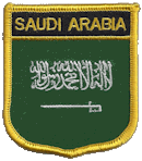 Shield Flag Patch of Saudi Arabia - 3x2½" embroidered Shield Flag Patch of Saudi Arabia.<BR>Combines with our other Shield Flag Patches for discounts.