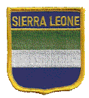 Shield Flag Patch of Sierra Leone - 3x2½" embroidered Shield Flag Patch of Sierra Leone.<BR>Combines with our other Shield Flag Patches for discounts.