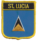 Shield Flag Patch of St Lucia - 3x2½" embroidered Shield Flag Patch of St Lucia.<BR>Combines with our other Shield Flag Patches for discounts.