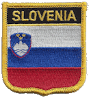 Shield Flag Patch of Slovenia - 3x2½" embroidered Shield Flag Patch of Slovenia.<BR>Combines with our other Shield Flag Patches for discounts.