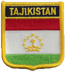 Shield Flag Patch of Tajikistan - 3x2½" embroidered Shield Flag Patch of Tajikistan.<BR>Combines with our other Shield Flag Patches for discounts.