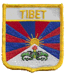 Shield Flag Patch of Tibet - 3x2½" embroidered Shield Flag Patch of Tibet.<BR>Combines with our other Shield Flag Patches for discounts.