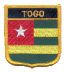 Shield Flag Patch of Togo - 3x2½" embroidered Shield Flag Patch of Togo.<BR>Combines with our other Shield Flag Patches for discounts.