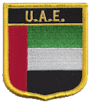 Shield Flag Patch of United Arab Emirates - 3x2½" embroidered Shield Flag Patch of the United Arab Emirates.<BR>Combines with our other Shield Flag Patches for discounts.