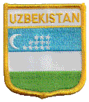 Shield Flag Patch of Uzbekistan - 3x2½" embroidered Shield Flag Patch of Uzbekistan.<BR>Combines with our other Shield Flag Patches for discounts.