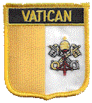 Shield Flag Patch of Vatican - 3x2½" embroidered Shield Flag Patch of Vatican City.<BR>Combines with our other Shield Flag Patches for discounts.