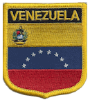 Shield Flag Patch of Venezuela - 3x2½" embroidered Shield Flag Patch of Venezuela.<BR>Combines with our other Shield Flag Patches for discounts.