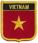 Shield Flag Patch of Vietnam - 3x2½" embroidered Shield Flag Patch of Vietnam.<BR>Combines with our other Shield Flag Patches for discounts.