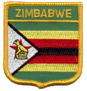 Shield Flag Patch of Zimbabwe - 3x2½" embroidered Shield Flag Patch of Zimbabwe.<BR>Combines with our other Shield Flag Patches for discounts.