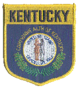 Shield Flag Patch of State of Kentucky - 3½x3" embroidered Shield Flag Patch of the State of Kentucky.<BR>Combines with our other State Shield Patches for discounts.