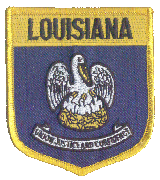 Shield Flag Patch of State of Louisiana - 3½x3" embroidered Shield Flag Patch of the State of Louisiana.<BR>Combines with our other State Shield Patches for discounts.