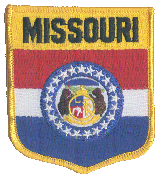 Shield Flag Patch of State of Missouri - 3½x3" embroidered Shield Flag Patch of the State of Missouri.<BR>Combines with our other State Shield Patches for discounts.