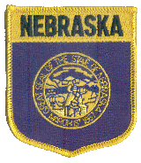 Shield Flag Patch of State of Nebraska - 3½x3" embroidered Shield Flag Patch of the State of Nebraska.<BR>Combines with our other State Shield Patches for discounts.