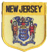 Shield Flag Patch of State of New Jersey - 3½x3" embroidered Shield Flag Patch of the State of New Jersey.<BR>Combines with our other State Shield Patches for discounts.