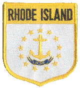 Shield Flag Patch of State of Rhode Island - 3½x3" embroidered Shield Flag Patch of the State of Rhode Island.<BR>Combines with our other State Shield Patches for discounts.