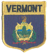 Shield Flag Patch of State of Vermont - 3½x3" embroidered Shield Flag Patch of the State of Vermont.<BR>Combines with our other State Shield Patches for discounts.