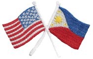 Crossed Flag Patch of US & Philippines - 2x3¾" embroidered Crossed Flag Patch of US & Philippines<BR>Combines with our other Crossed Flag Patches for discounts.