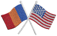 Crossed Flag Patch of US & Romania - 2x3¾" embroidered Crossed Flag Patch of US & Romania<BR>Combines with our other Crossed Flag Patches for discounts.